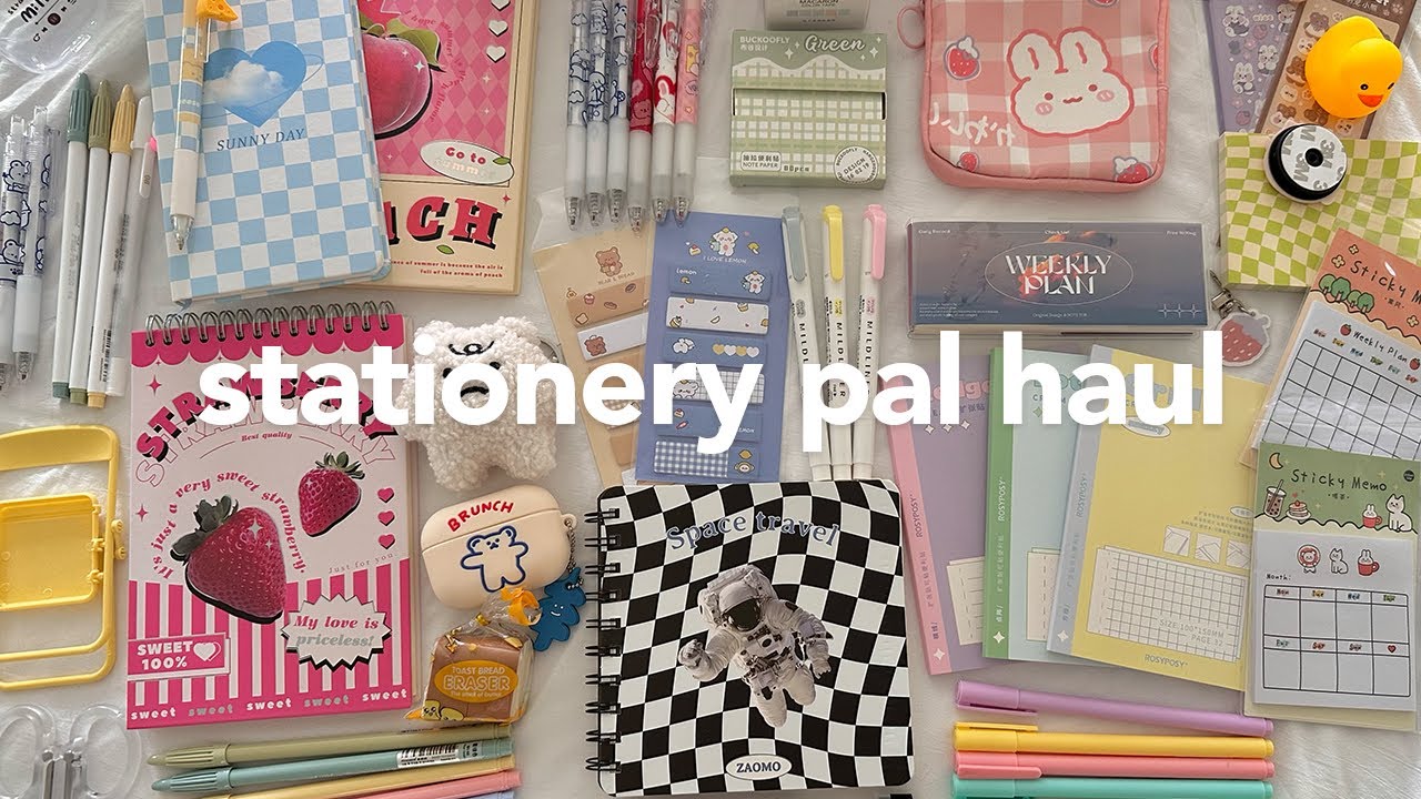 stationery haul ft. stationery pal 🍓☁️ aesthetic pens, notebooks