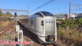 E259, E257, E261 series express trains at Higashi-Totsuka Station, Yokohama, Japan, December 2025