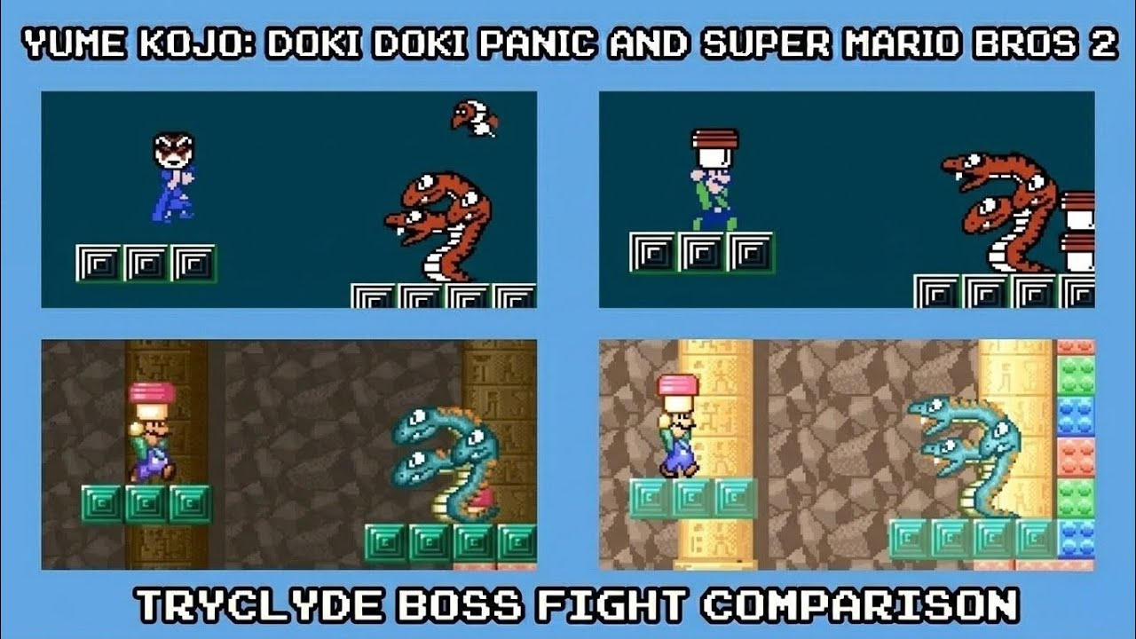Yume Kōjō Doki Doki Panic and Super Mario Bros. 2 - Tryclyde boss fight ...