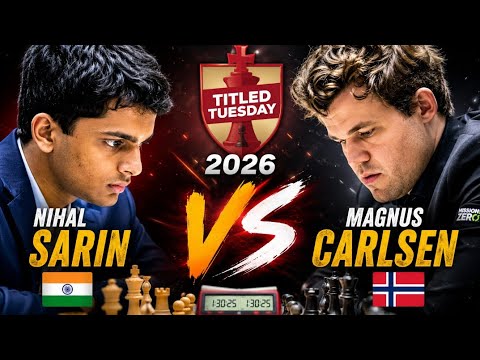 ♟️ Nihal Sarin Vs Magnus Carlsen | Titled Tuesday,2026. @magnuscarlsen.