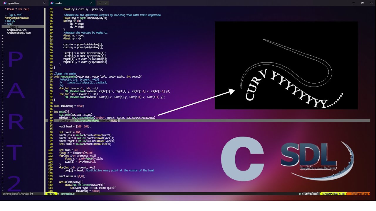 Silent Tutorial: Procedural Snake in C and SDL3 Part 2 - YouTube