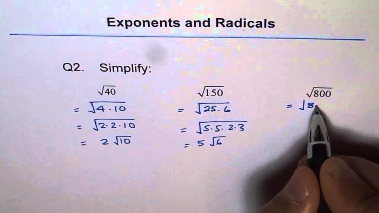 Simplify Square Root Q2 YouTube