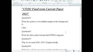 CS202 Current Paper || Important Notes of CS202 || Fall 2023 || Final term Preparation || Vu #exam