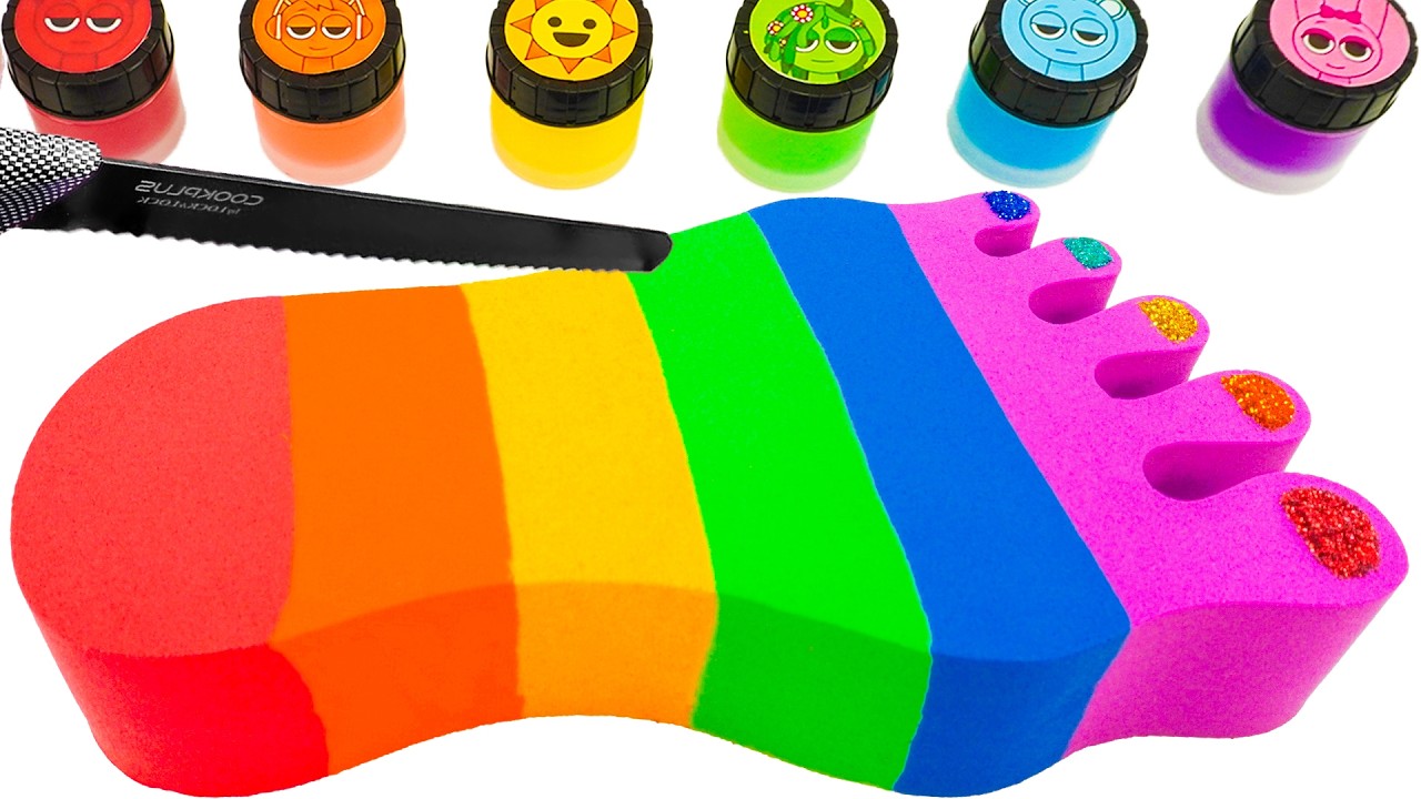 Satisfying Video | How To Make Rainbow Foot With Kinetic Sand Cutting ASMR | Yo Yo Candy