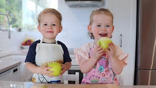 Otis And Ida Bake Mini Apple Crumbles Twin Toddlers Cooking Show Episode