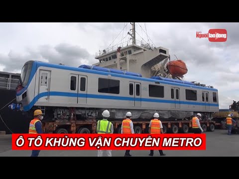 Video Cận cảnh ôtô siêu trường 110 bánh vận chuyển tàu Metro... - youtube
