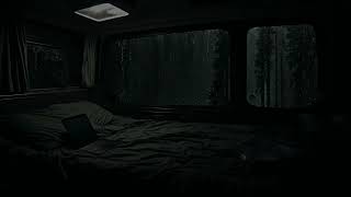 Under the Rain: Watching the Rain Fall in the Silent Night on a Camping Car