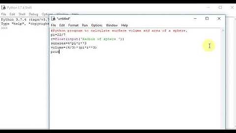 Python program to calculate surface volume and area of a sphere.