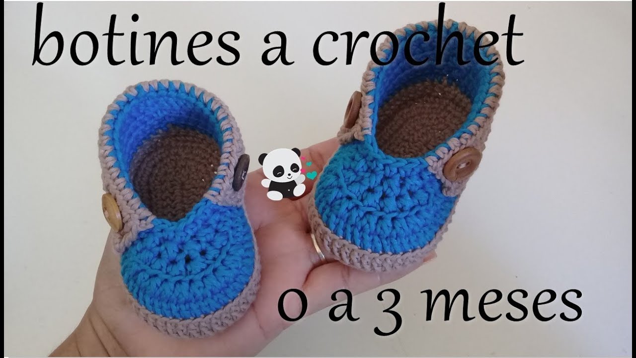 Zapatos a crochet -modelo romeo - 0 a 3 meses - YouTube