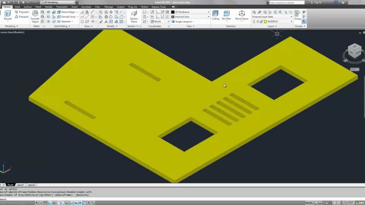 tutorial modelar muros y fachadas 3d en autocad 2012 - YouTube