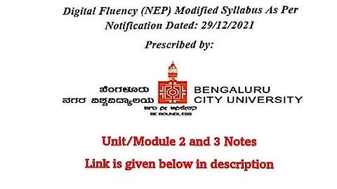 Digital Fluency Unit 2 and 3 BCU NEP