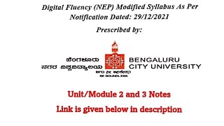 Digital Fluency Unit 2 and 3 BCU NEP