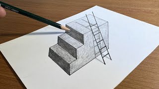 How to Draw a Stair with 3D view | Easy 3d drawing on paper