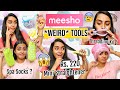 Trying and Testing *WEIRD* Tools From Meesho | MINI STRAIGHTENER, SPA SOCKS, THREADING KIT and more!