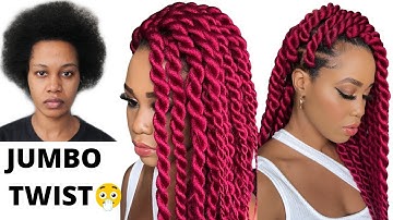 🔥How To : JUMBO TWIST For Beginners / Rubber Band Method  /Protective Styles /Tupo1