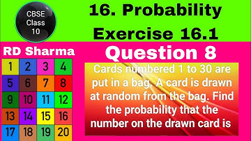 RD Sharma Class 10 EX 16.1 Q 8: Cards numbered 1 to 30 are put in a bag. A card is drawn at random