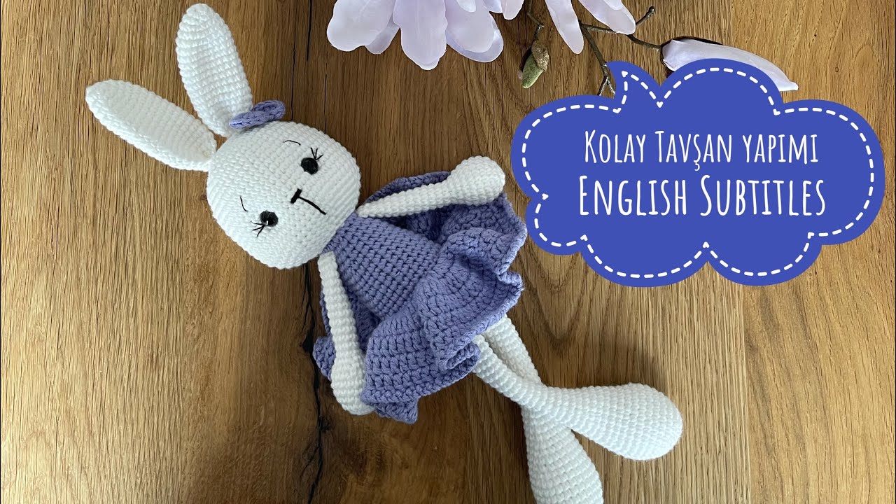 Amigurumi kolay tavşan yapımı 2/2 English Subtitles (kafa,yüz ifade,birleştirme) Amigurumi Rabbit