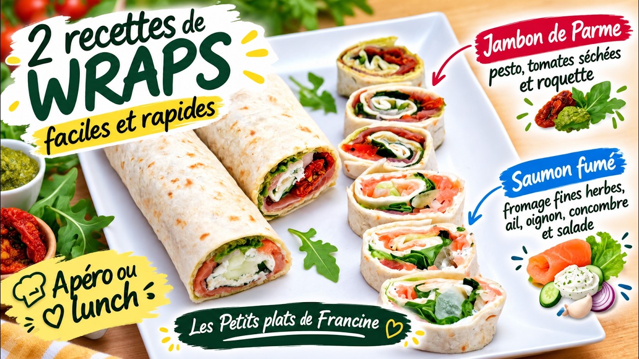 2 recettes de WRAPS faciles et rapides 🌯 Jambon de Parme & Saumon fumé | Apéro ou Lunch