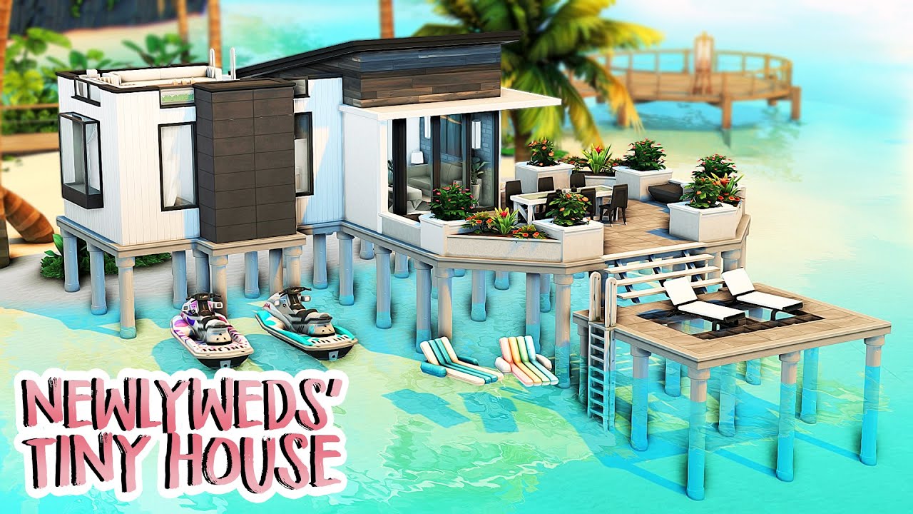 CELEBRITY NEWLYWEDS' TINY HOUSE 💘 | The Sims 4 Speed Build - YouTube