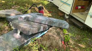 We started working on a 1993 Coleman Cedar pop up camper!!