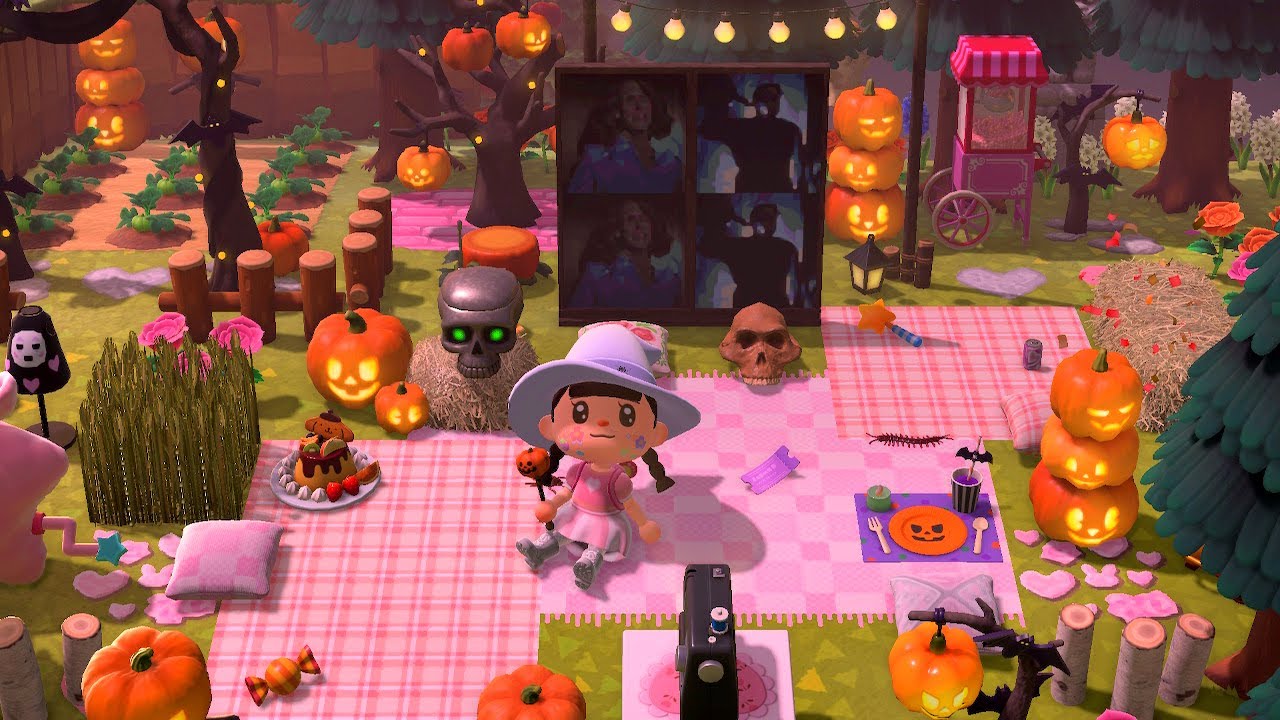 [ACNH] Spooky Outdoor Movie Theater Speed Build 🍿👻🎃 YouTube