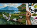 CARA MELUKIS - MENGGAMBAR BURUNG BANGAU DAN PEMANDANGAN ALAM / HOW TO DRAW CRANE AND SCENERY, TT 27