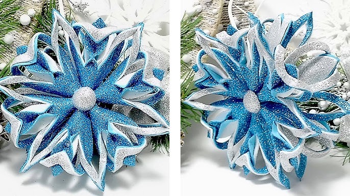 Glitter Foam Sheet Snowflake ❄️ EVA Foam Snowflakes ❄️ DIY Christmas Tree  Decoration Ornaments 