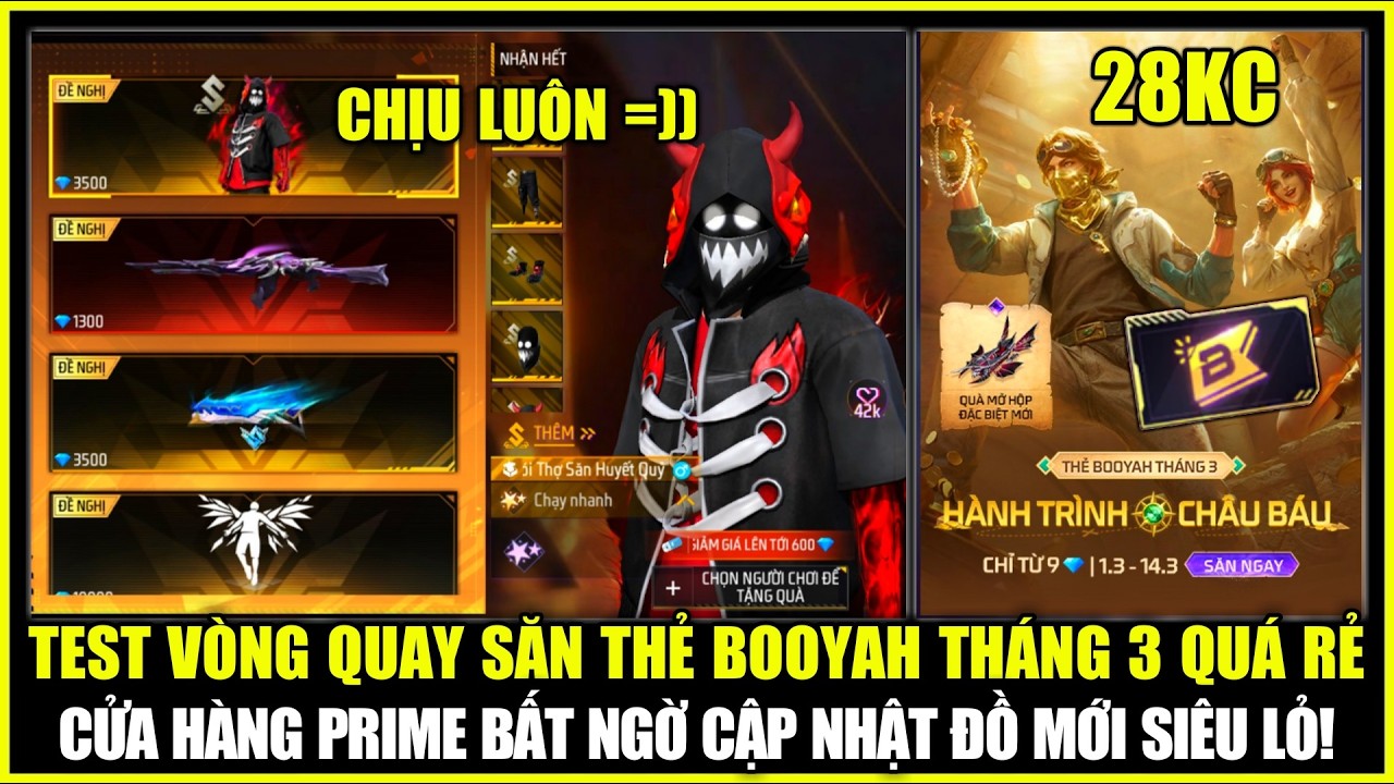 Cửa Hàng PRIME Tháng 3 Bất Ngờ Cập Nhật Đồ Lỏ, Test Vòng Quay Thẻ BOOYAH Kho Báu Cực Rẻ | Free Fire