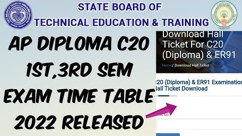 AP Diploma C20 1st Year,3rd Sem Exam Hall tickets 2022 Released//Direct link to Download 👇
