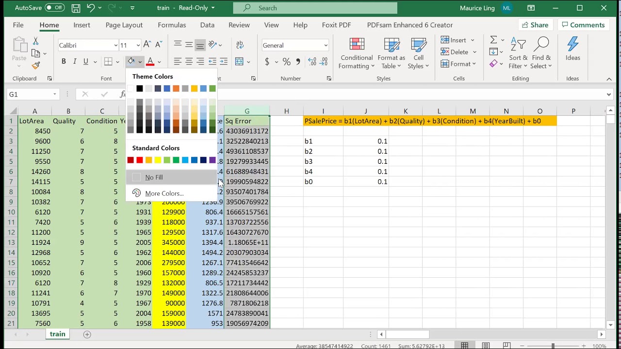 multilinear regression excel