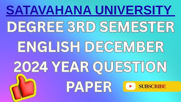 Degree 3rd semester English December 2024 year question paper #satavahanauniversity