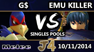 Justice 4 - Emu Killer (Marth) Vs. G Money (Falco) SSBM Singles Pools - Melee