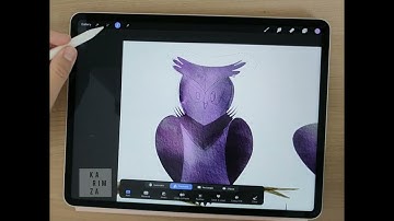 How to draw easy Digital Watercolor Owl in Procreate for Halloween