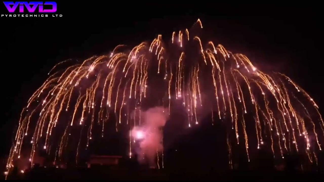 VIV100F4-010 | 30mm 100sh Cake | RED GLITTERING WILLOW WATERFALL WITH BLUE MINE (long falling)