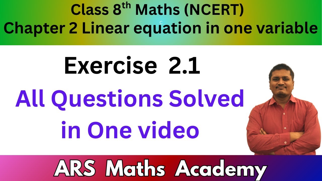 Class 8 Maths Chapter 2 Exercise 2.1 | Linear Equations in One Variable ...