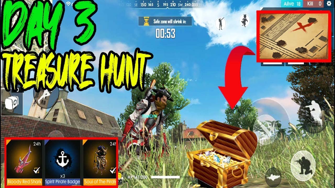 DAY 3 TREASURE CHEST IN FREE FIRE TREASURE HUNT TELUGU GAMING ZONE YouTube