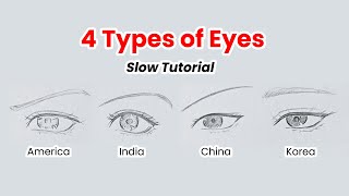 How to Draw 4 Types of Eyes Slow Tutorial for Beginners (No commentary)