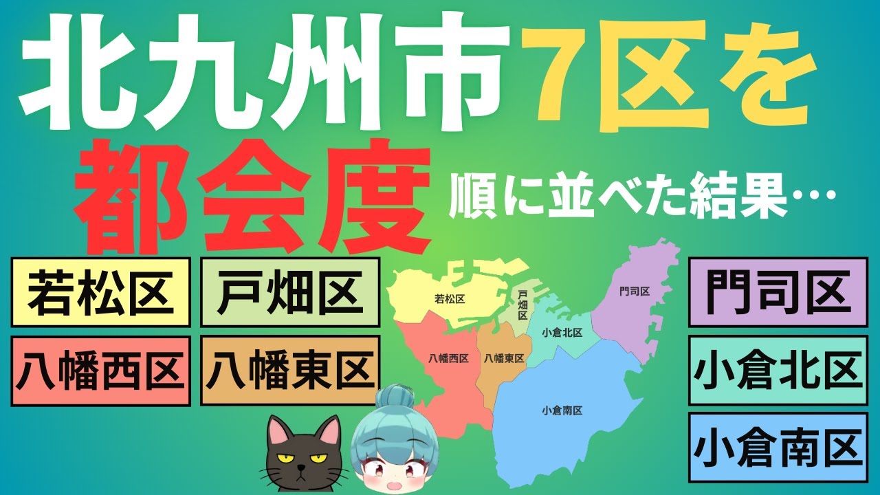 【北九州市7区の都会度ランキング】小倉北区、小倉南区、門司区、戸畑区、若松区、八幡東区、八幡西区を徹底比較！！