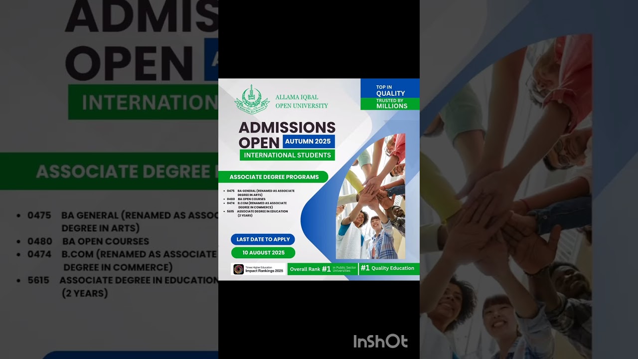 AIOU New Admission For International Students  | Autumn 2025 