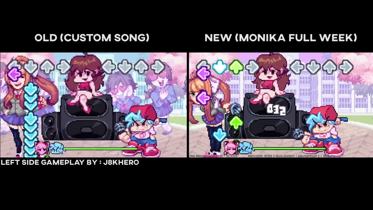 Old vs New Chart Highschool Conflict Monika (FNF MOD)