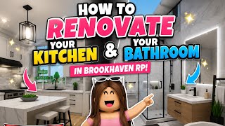*TUTORIAL* How to renovate your Brookhaven house kitchen + bathroom using props! | 100% Free + Good