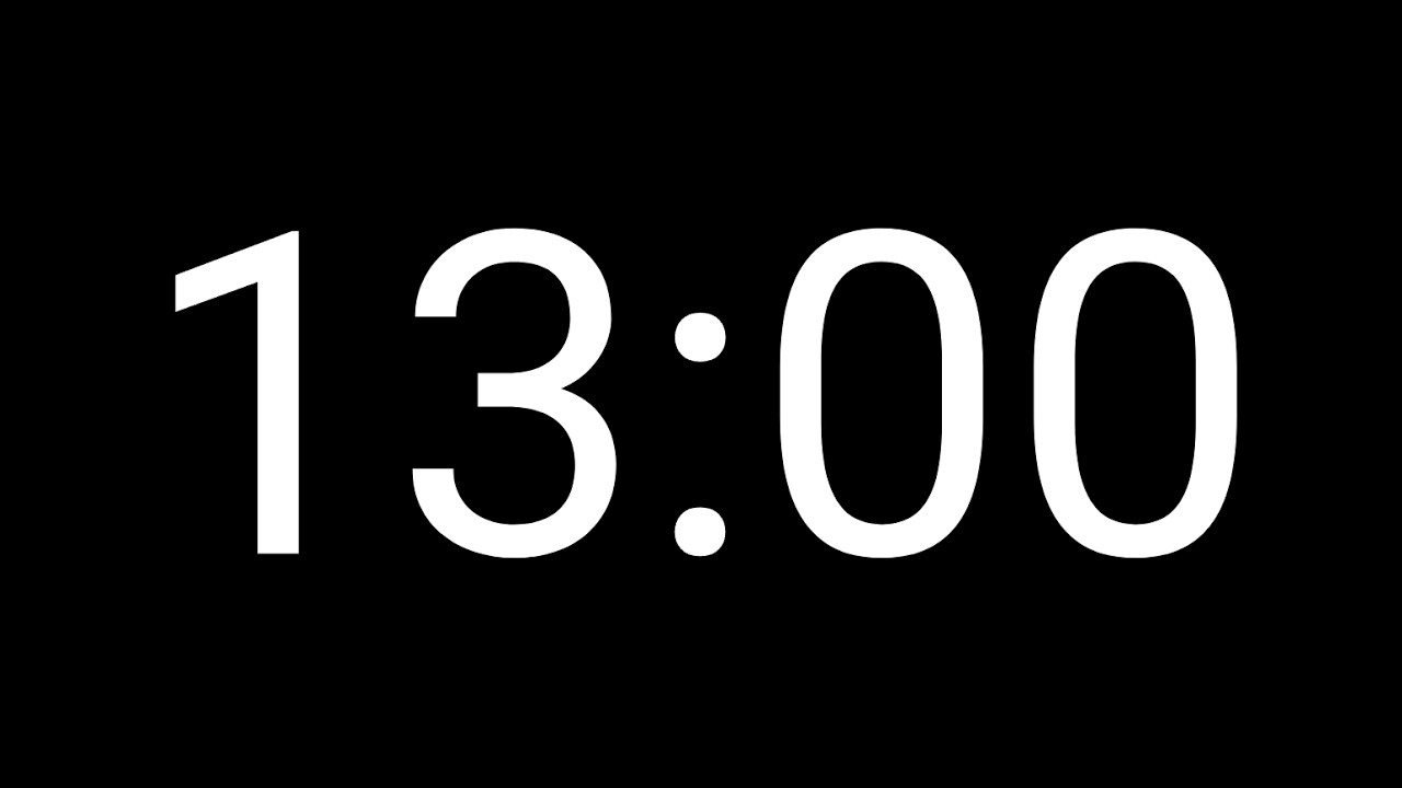 13 Minute Timer | Black Screen | No Music | 5 Second Alarm