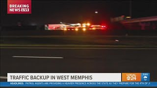 Tractor trailer accident slows traffic in West Memphis