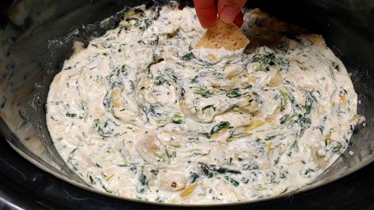 Crockpot Spinach Dip {Healthy Spinach Dip} - The Cookie Rookie (VIDEO)