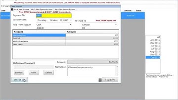 Creating an expense entry in Book Keeper Windows