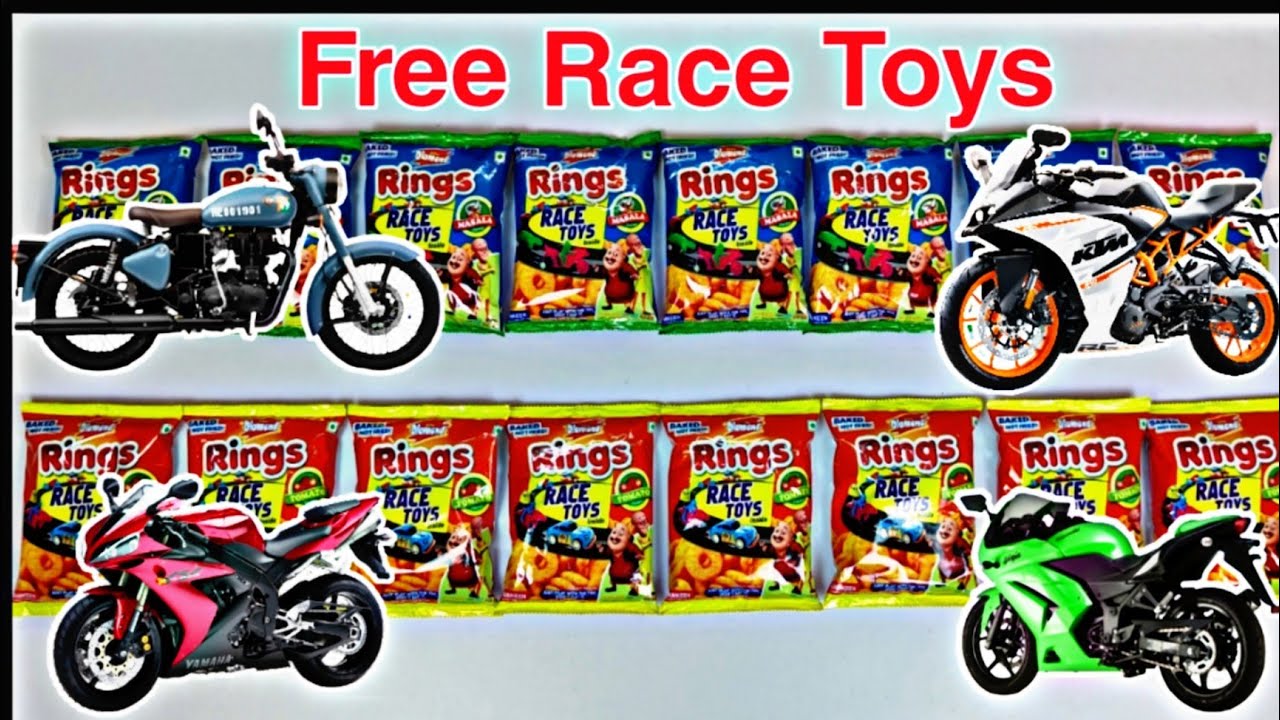 16 Diamond Motu Patlu Rings Opening With Race Toys Inside - Tomato and Masala Flavour