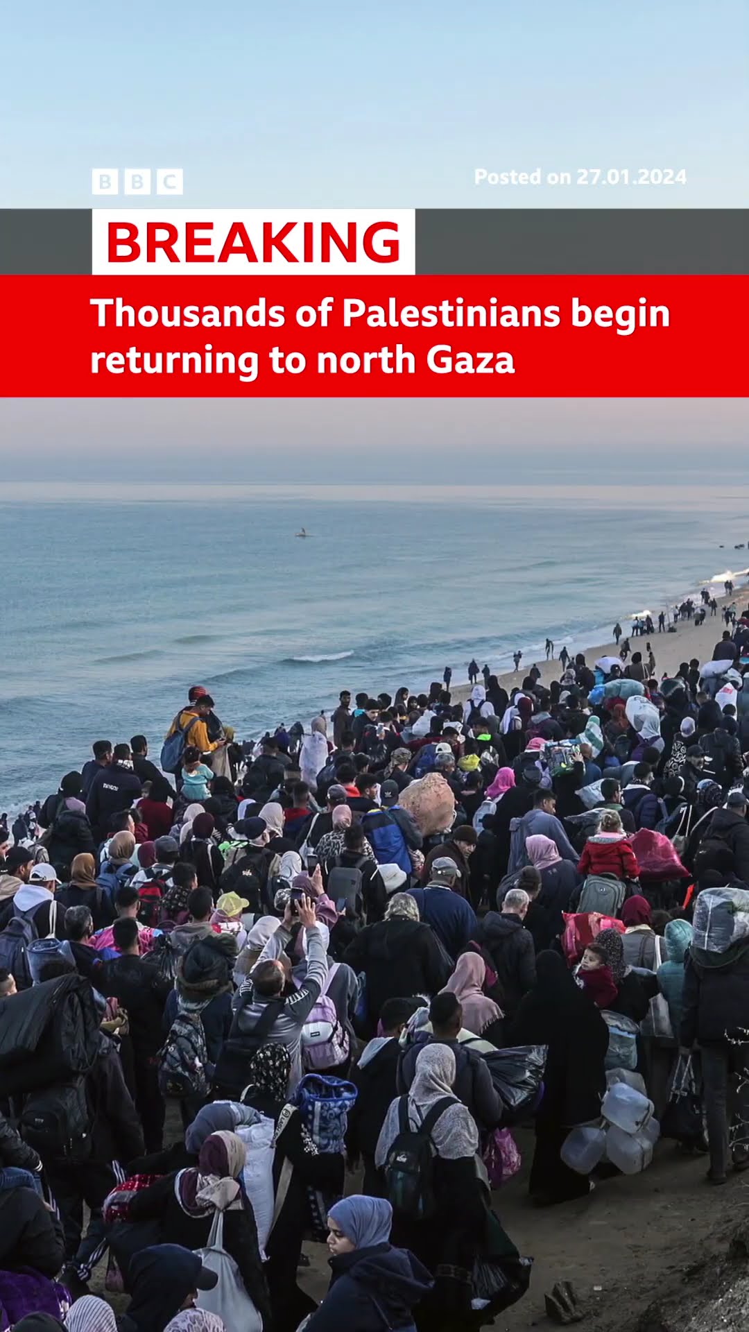 Thousands of Palestinians begin returning to north Gaza. #Gaza #Israel #BBCNews