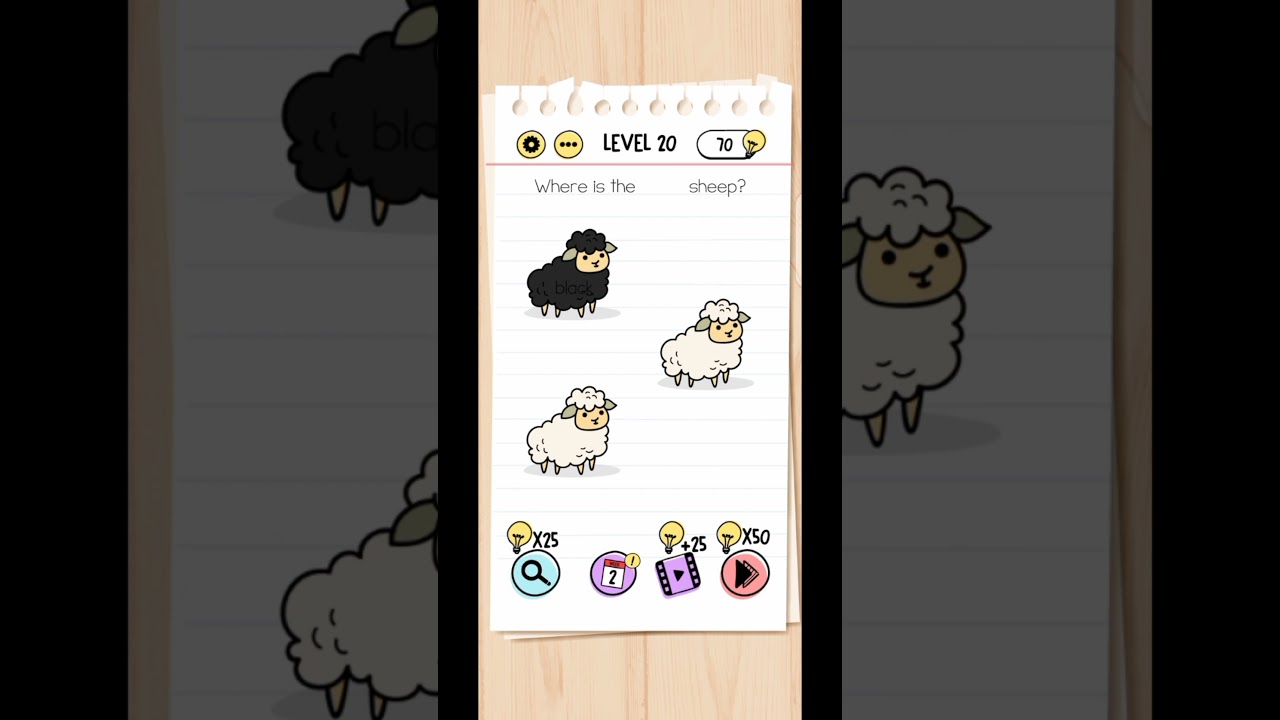 Brain test level 20 where is the black sheep || GAMES TG 5