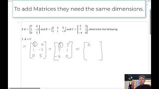 Matrix Addition and Multiplication Revision