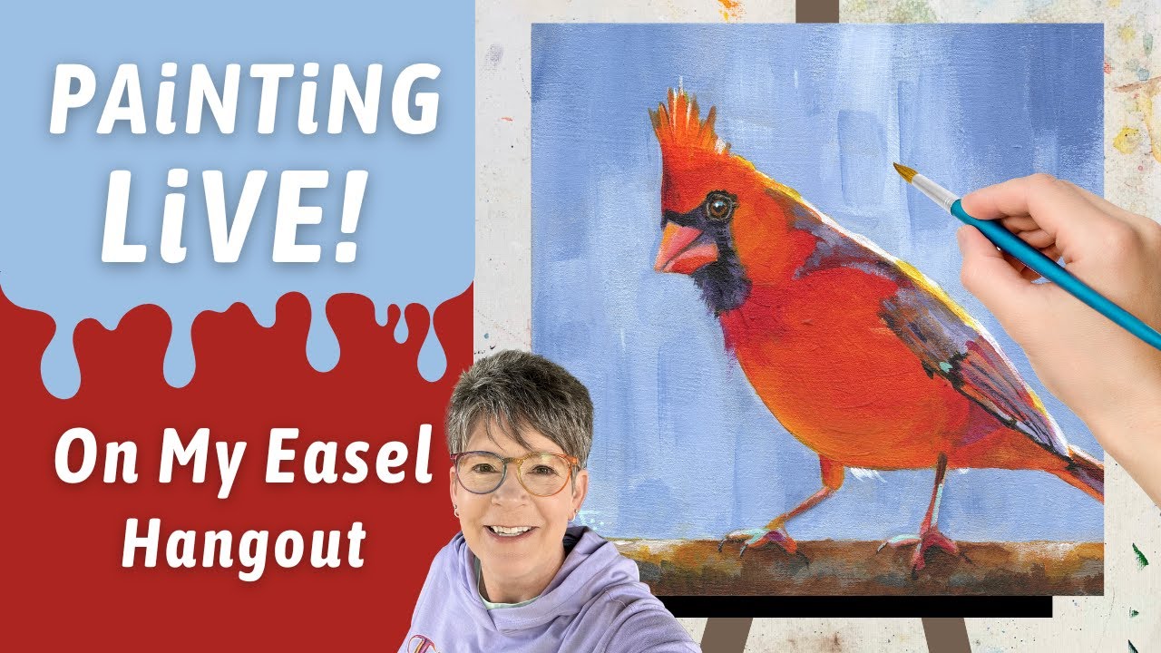 Easy Cardinal Bird acrylic painting using Primary Colors, simple ...